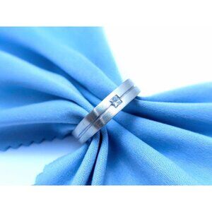 14K White Gold Matte Finish Comfort Diamond Square Wedding Band Ring Size 10.75